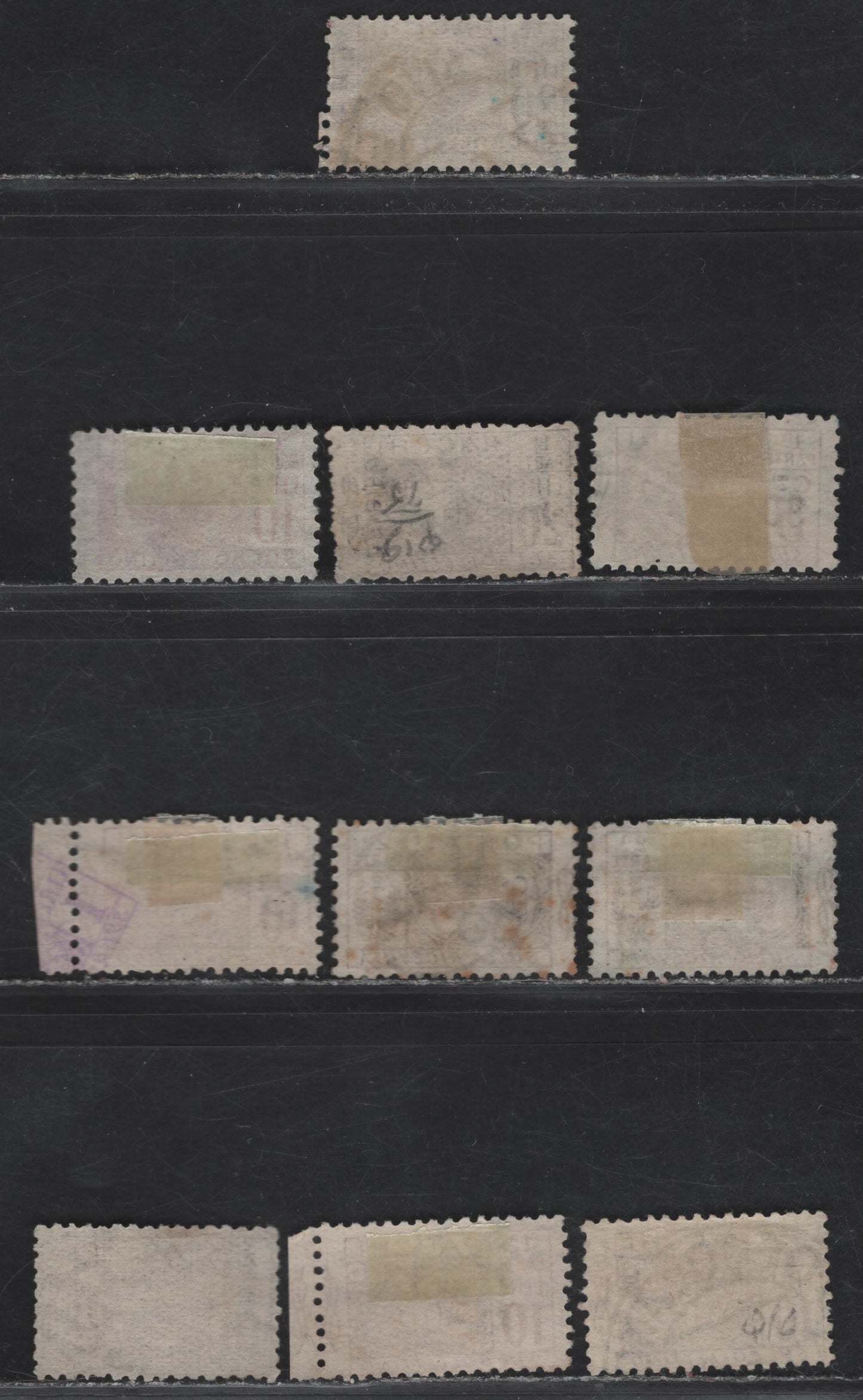 Lot 323 Italy SC#Q16, Q19-Q21, Q23, Q36, Q59 10l - 10l Lilac - Rose Lilac Cross & Value - Arms & Writing, 1914-1946 Parcel Post Issues, 10 Fine/Very Fine Used Singles, Used Halves Of Higher Issues, Includes 3 Shades Of first 10l