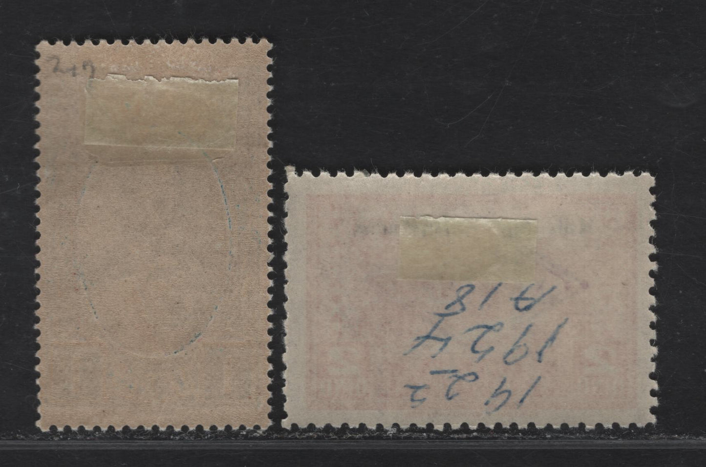Lot 366 Albania SC#158, 217 2q-1fr Orange & Blue&Slate Gjirokaster-King Zog, 1924-1928 Mbledhje Kushtetuese-King Zog Issue, 2 VFOG Singles