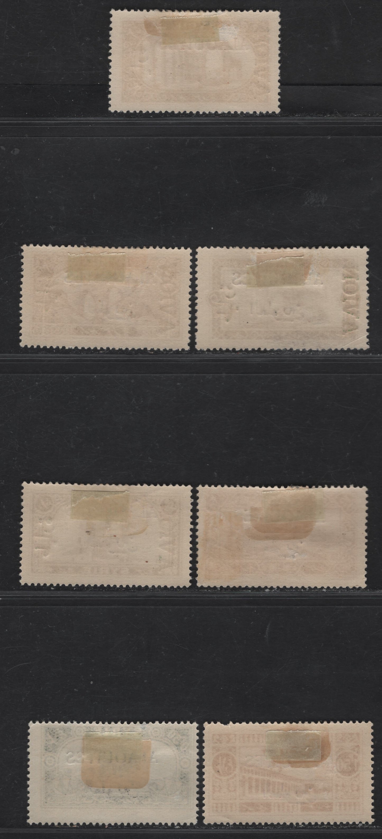 Lot 379 Alaouites SC#28, 27, 31, C5-C8 .50p-10p Yelloow Green-Violet Brown Alexandrette-Alep, 1925-1926 Overprinted Syria Pictorial Issue & Airmail Issues, 7 Fine OG Singles Small Corner Crease On 5p