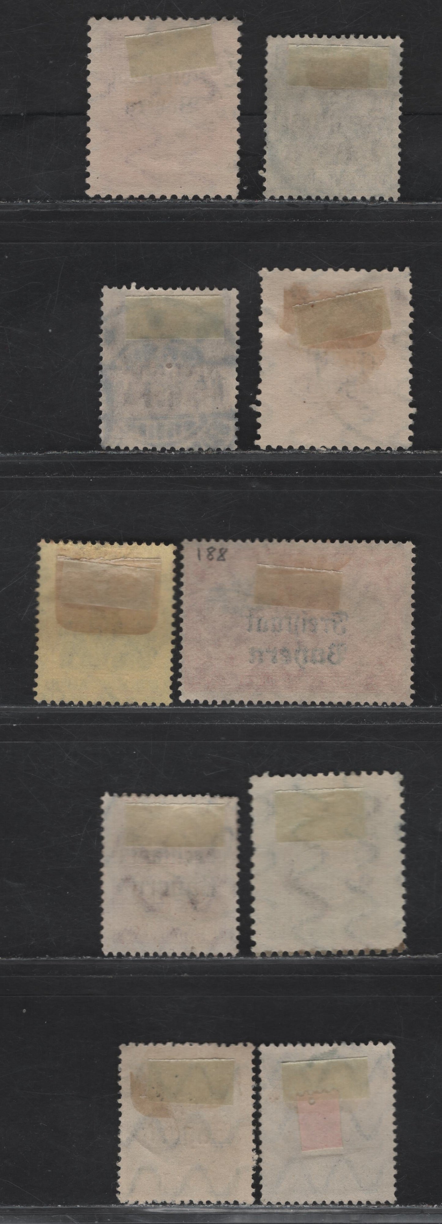 Lot 387 Bavaria SC#145, 152, 183, 184, 186, 196, 201, 231-232 40pf-1.5m on 1m Olive Green - Orange King Ludwig & Germania, 1919 Plebiscite Overprints, 10 Fine & VF Used Singles Postally Used, Can cels Appear Genuine