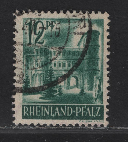 Lot 56 (C) Germany - French Zone SC#6N4 12pf Green Pictorial, 1947-1948 Pictorial Issue, A Fine Used Single, Grayish White Paper, Type II (Michel Paper Z)
