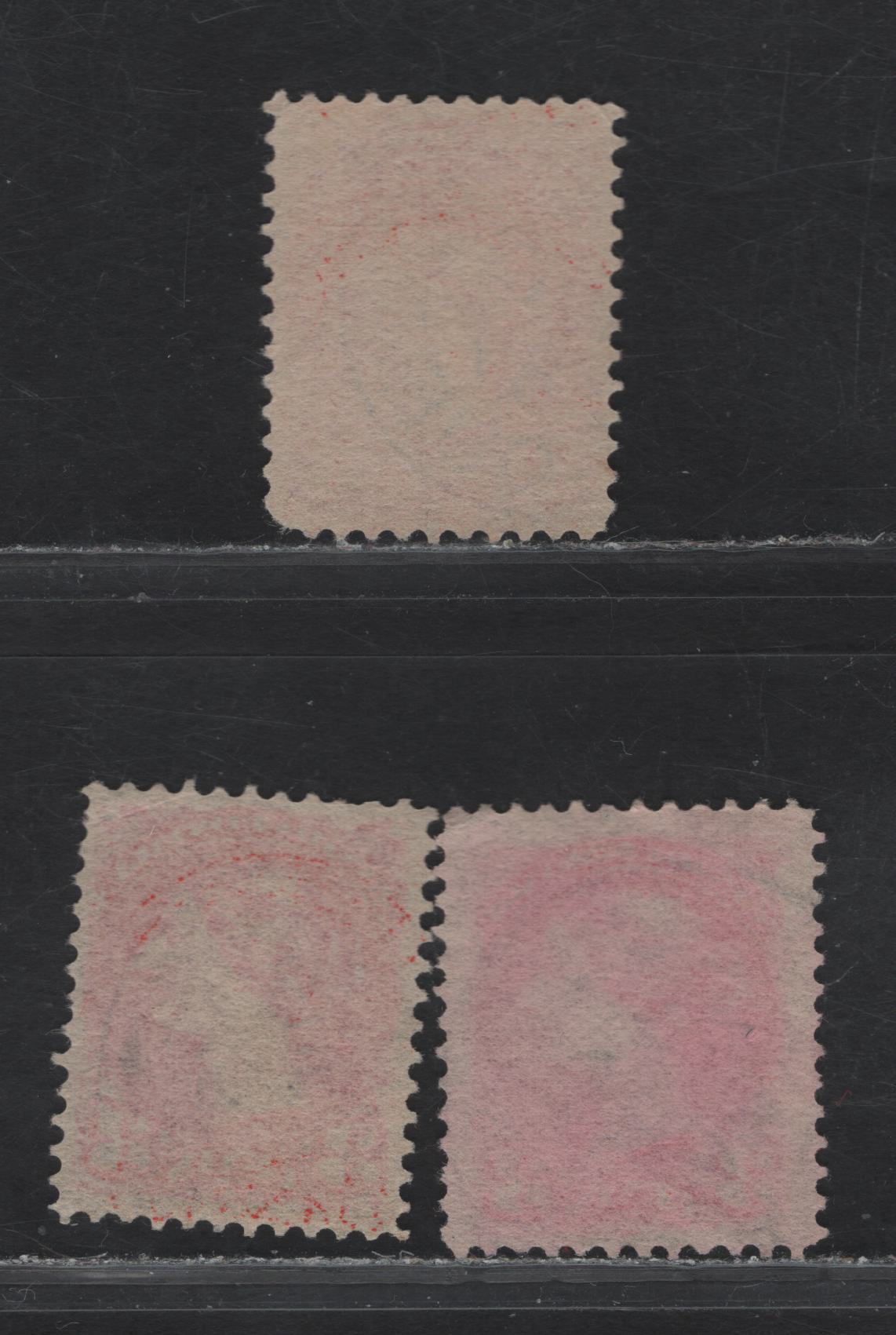 Lot 100 (C) Canada #41 3c Bright Vermillion Queen Victoria, 1888-1897 Small Queen Issue, 3 Very Fine Used Singles, Late 2nd Ottawa Printings, Different Shades, All On Translucent Horizontal Wove Papers, Assumed To Be Perf 12.