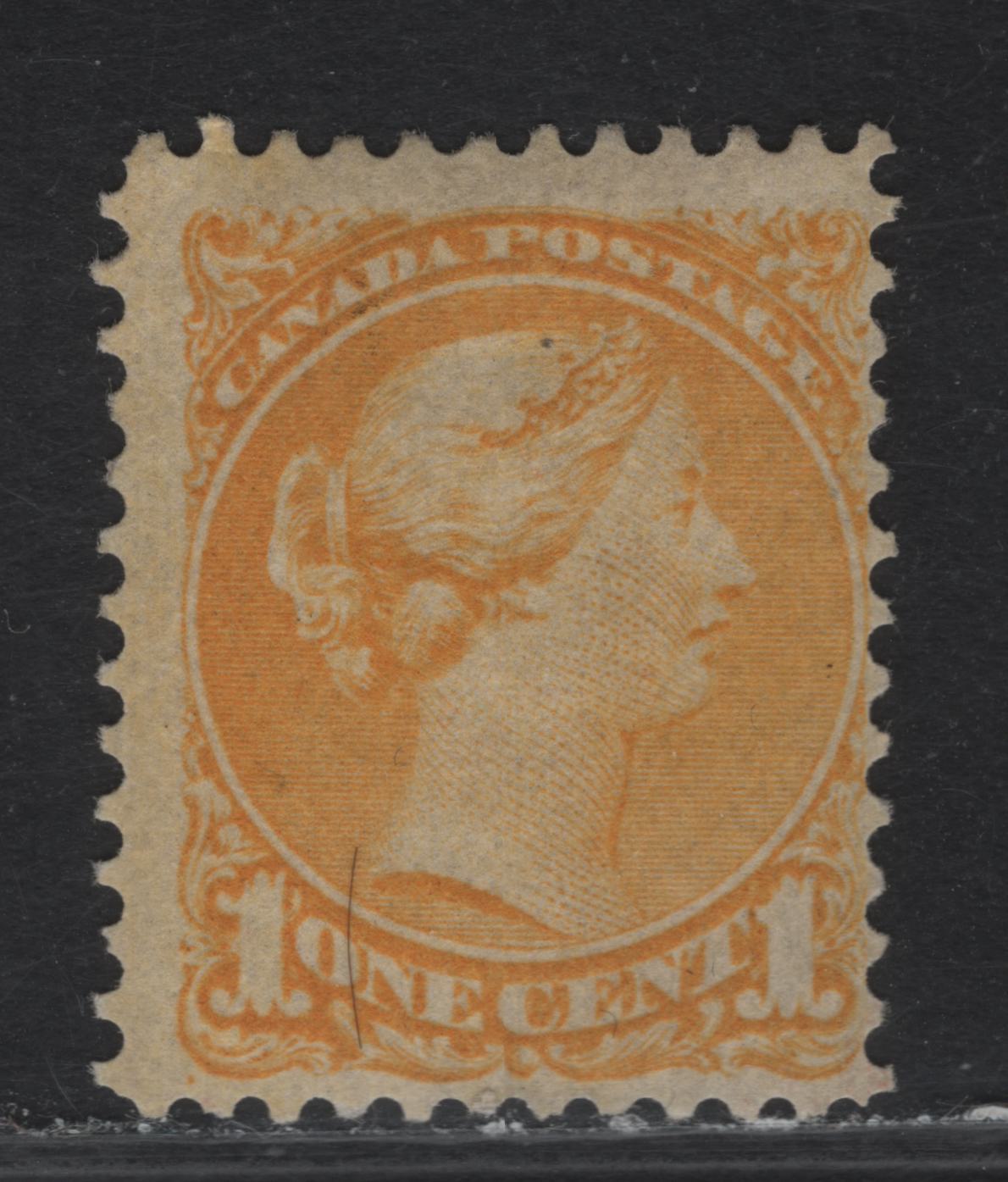 Lot 13 (C) Canada #35ivar 1c Lemon Yellow Queen Victoria, 1870-1893 Small Queen Issue, A FOG Single, Mid Montreal Printing, Paper MM-D, Perf 12x11.9.