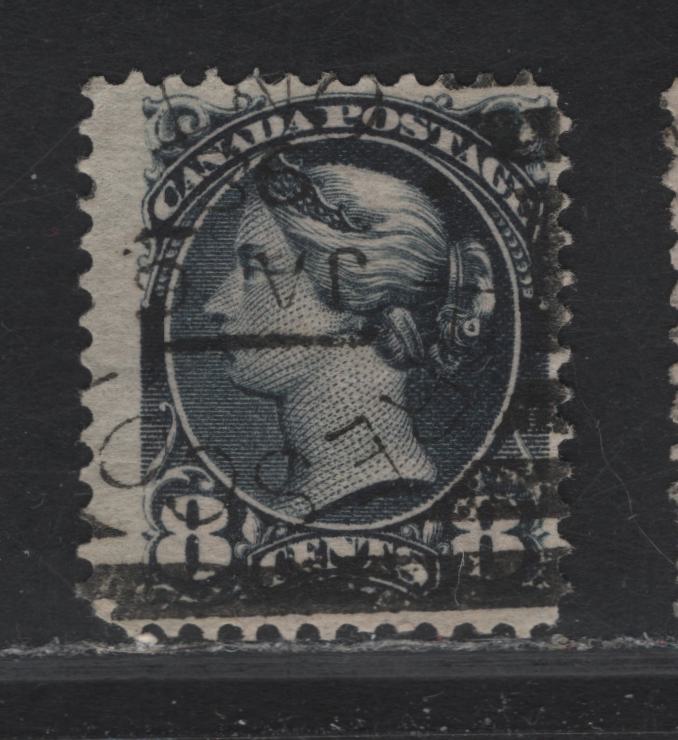 Lot 137 (C) Canada #44 8c Very Deep Slate Queen Victoria, 1888-1897 Small Queen Issue, A Fine Used Single, Paper 2O-E, Perf 12, January 6, 1898 Prescott Squared Circle Cancel, Intermediate Unlisted Shade.