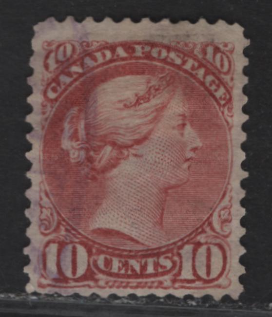 Lot 145 (C) Canada #45vi 10c Deep Dull Rose Queen Victoria, 1888-1897 Small Queen Issue, A Very Good Used Single, Thin Paper (2O-PP), Perf 12, Vertical Crease That Is Not Immediately Noticeable, Unpriced In Unitrade.