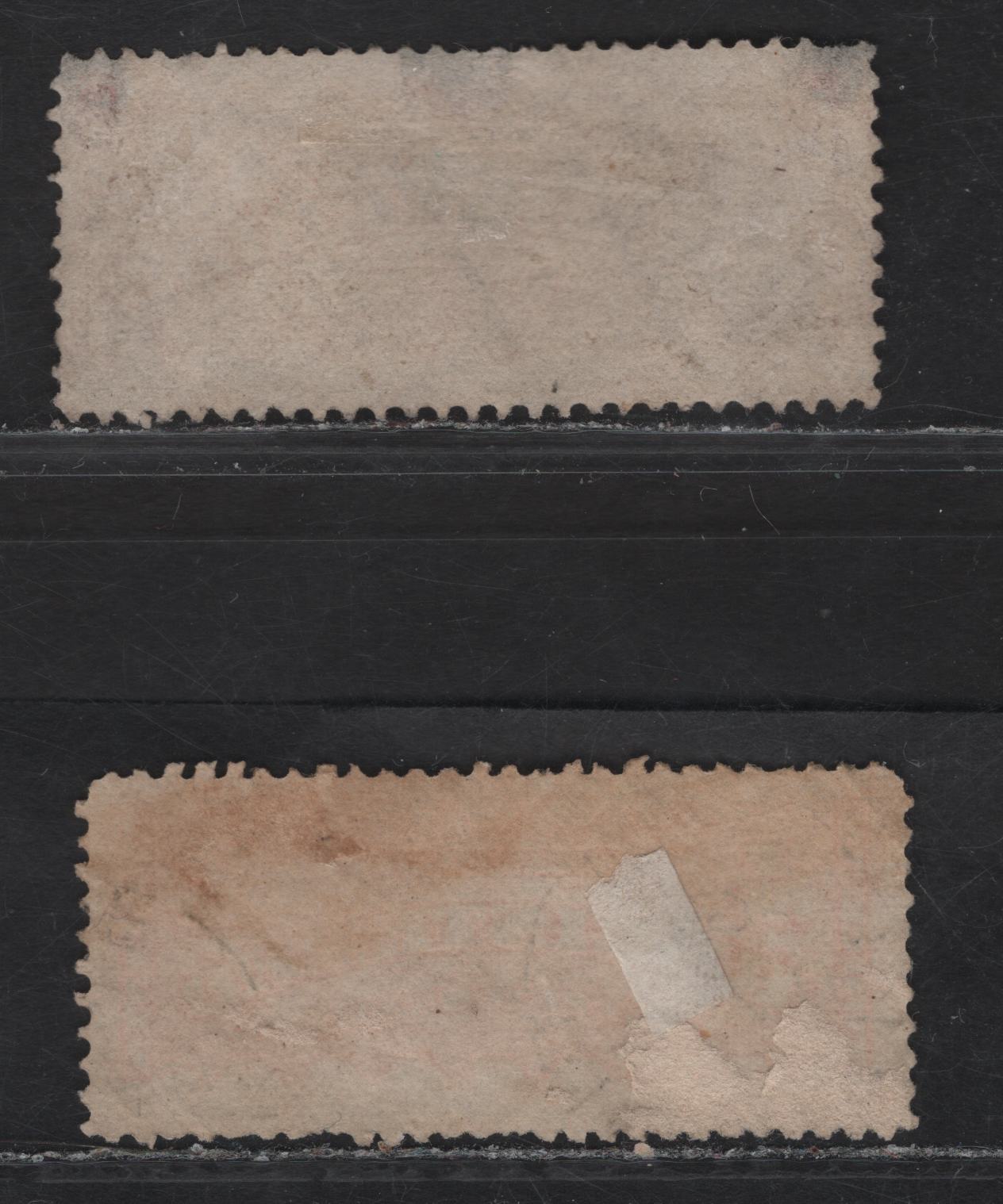 Lot 159 (C) Canada #F1d 2c Pale Bright Orange & Dull Orange Registered, 1875-1896 Registration Issue, 2 Good/Very Good Used Singles, Mid Montreal Printings, Paper MM-R, Perf 12x11.75.