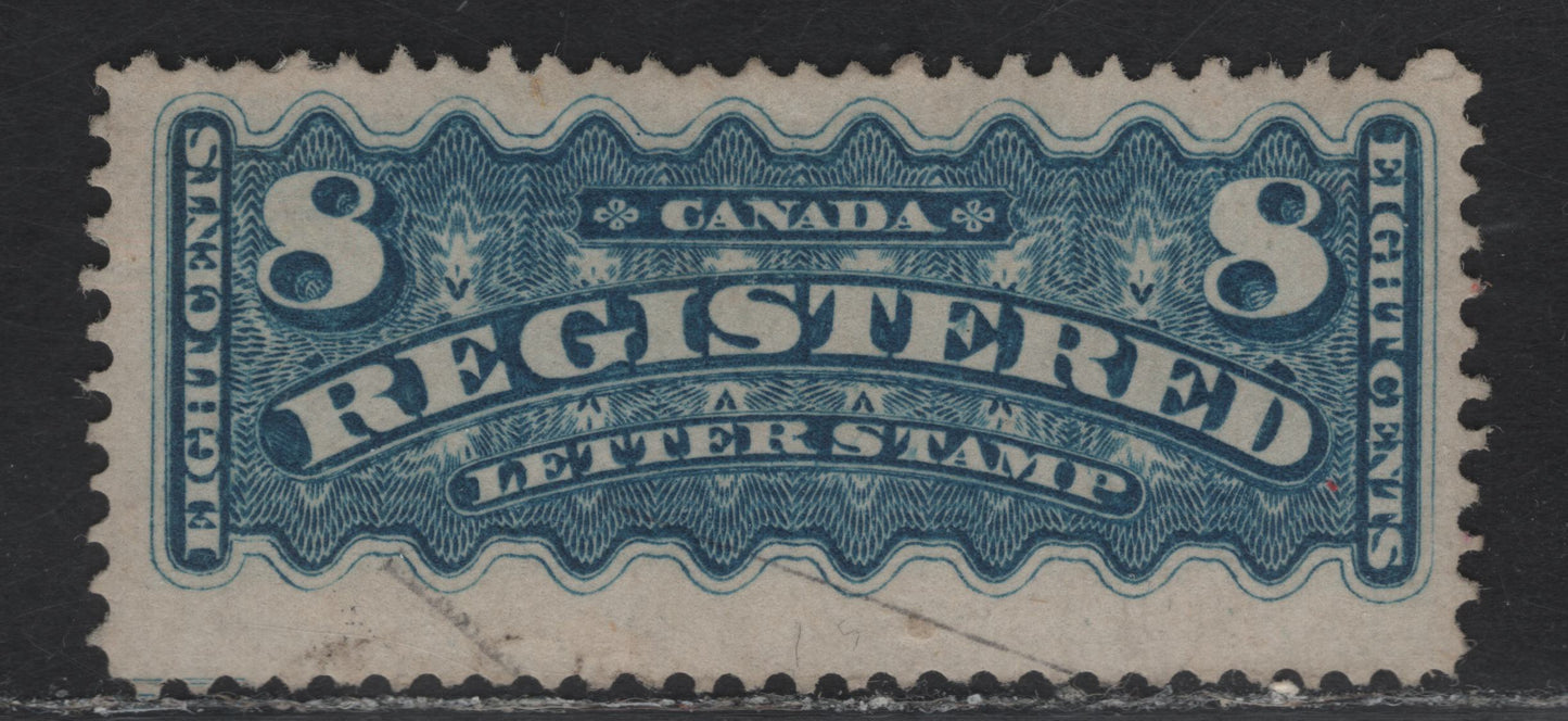 Lot 166 (C) Canada #F3 8c Dull Blue Registered, 1875-1896 Registration Issue, A Fine Used Single, Mid Montreal Printing, Paper MM-D, Perf 12, Beautiful Color & Face Free Cancel.
