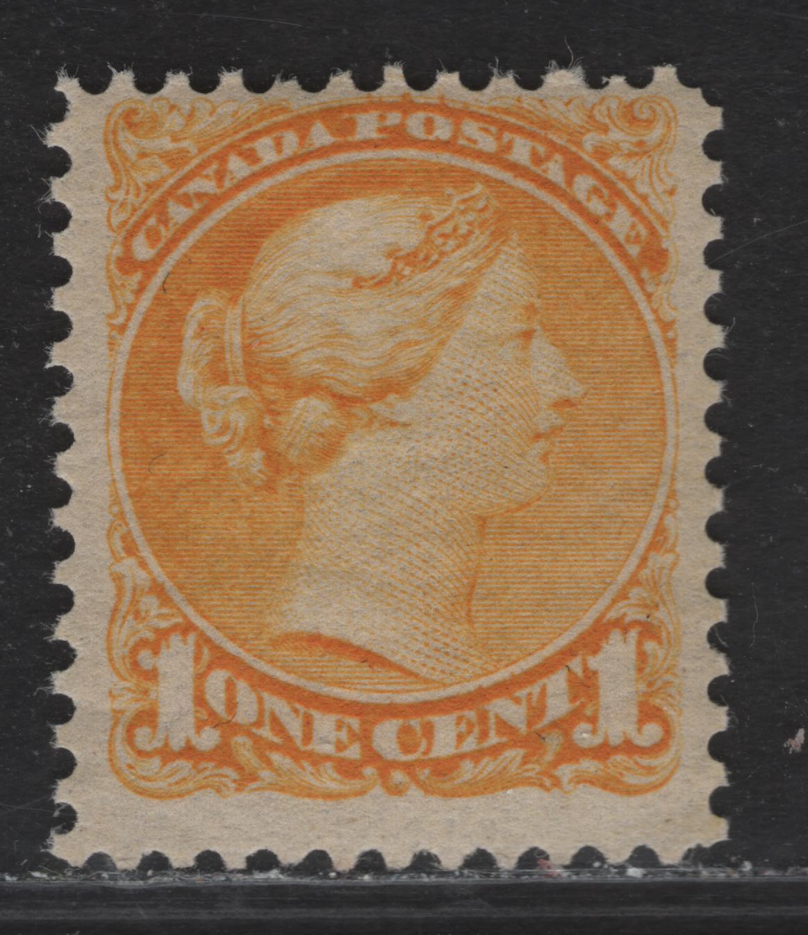 Lot 22 (C) Canada #35 1c Bright Yellow Queen Victoria, 1870-1893 Small Queen Issue, A FOG Single, Second Ottawa Printing, Paper 2O-H, Perf 12.