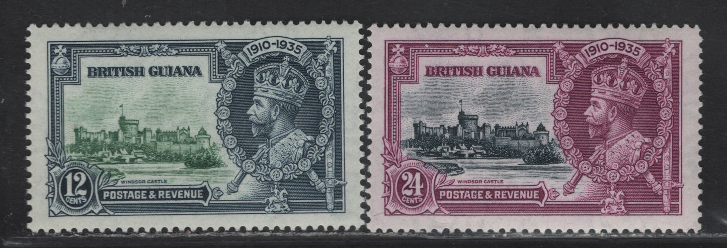 Lot 251 (C) British Guiana SG#303-304 12c - 24c Green & Indigo - Slate & Bright Purple Windsor Castle, 1935 Silver Jubilee Issue, 2 VFNH Singles