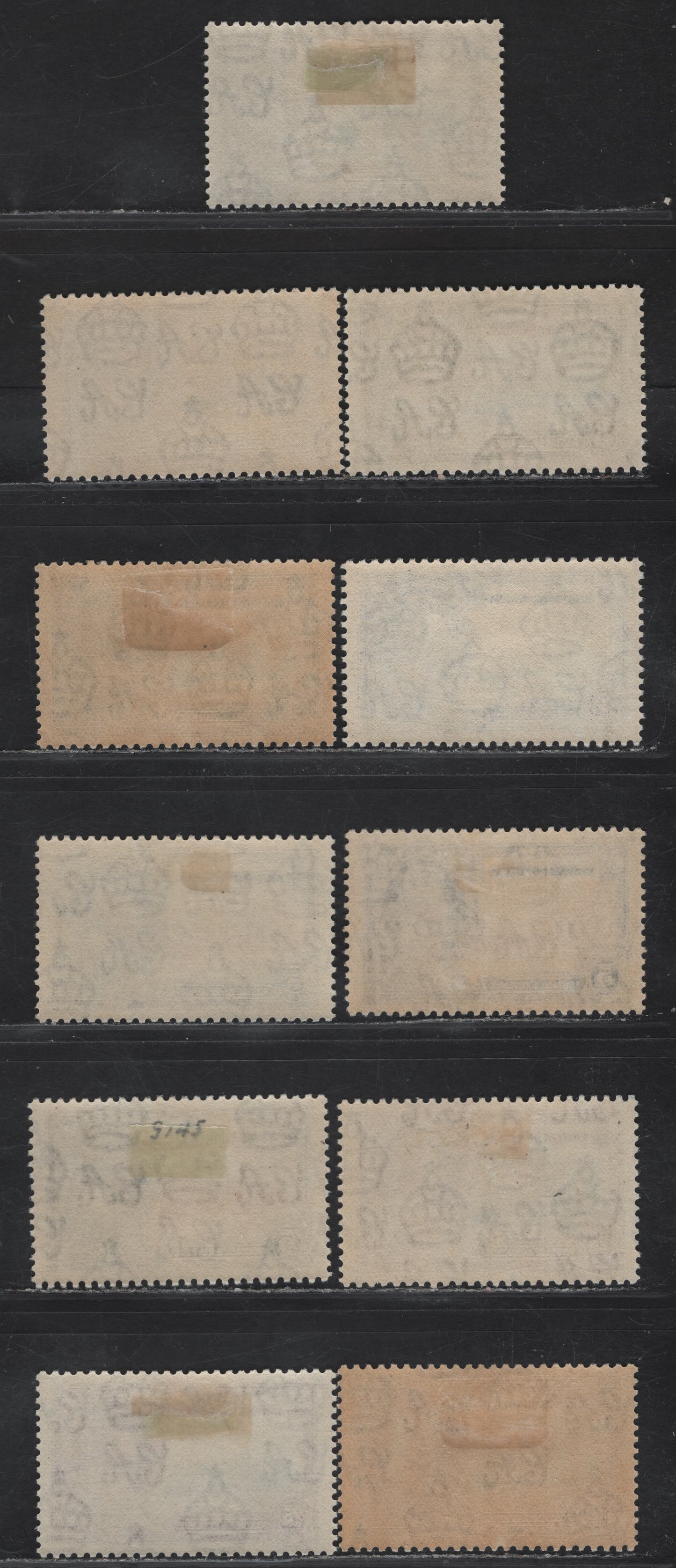 Lot 266 British Honduras SG#143-146 3c - 25c Ultramarine & Gray Black - Slate & Purple Windsor Castle, 1935 Silver Jubilee Issue, 10 VFOG Singles, Shade Lot That Shows The Subtle Differences In Vignette & Frame Shades That Can be Found