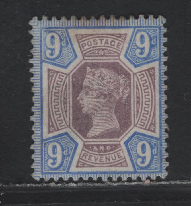 Lot 287 Great Britain SG#209 9d Dull Purple & Ultramarine Queen Victoria, 1887 Jubilee Issue, A FOG Single, Minor Toning At Top Perfs & Some Gum Loss Where The Hinge Was