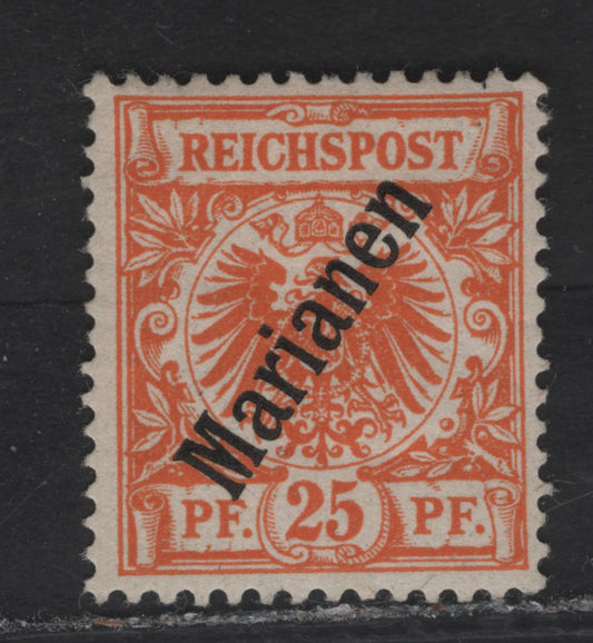 Lot 308 Mariana Island - German Dominion SC#15 25pf Orange Arms, 1900 Overprinted Arms Of Germany Issue, A VFOG Single, 56 Degree Overprint