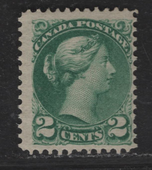 Lot 31 (C) Canada #36 2c Green Queen Victoria, 1870-1893 Small Queen Issue, A FOG Single, Late Montreal Printing, Paper LM-F, Perf 12x12.1, No Position Dot.