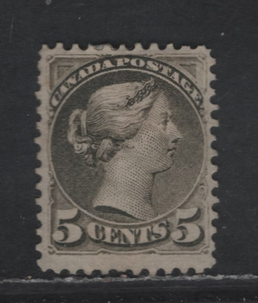 Lot 314 Canada SC#38a 5c Slate Green Queen Victoria, 1870-1893 Small Queen Issue, A FOG Single, Mid Montreal Printing, Paper MM-U, Perf 11.75x12, Sismondo Certificate States The Part Original Gum Remaining Is Original.