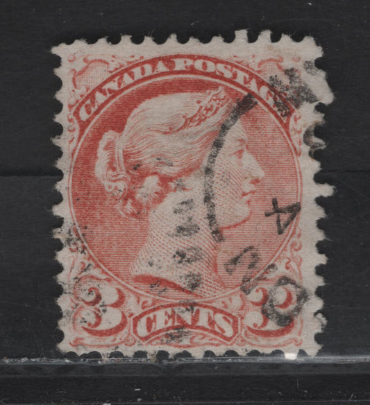 Lot 43 (C) Canada #37b 3c Pale Copper Red Queen Victoria, 1870-1893 Small Queen Issue, A Very Good Used Single, Early Montreal Printing, Paper MM-Q, Paper 12, Useful Reference Example Of This Shade.