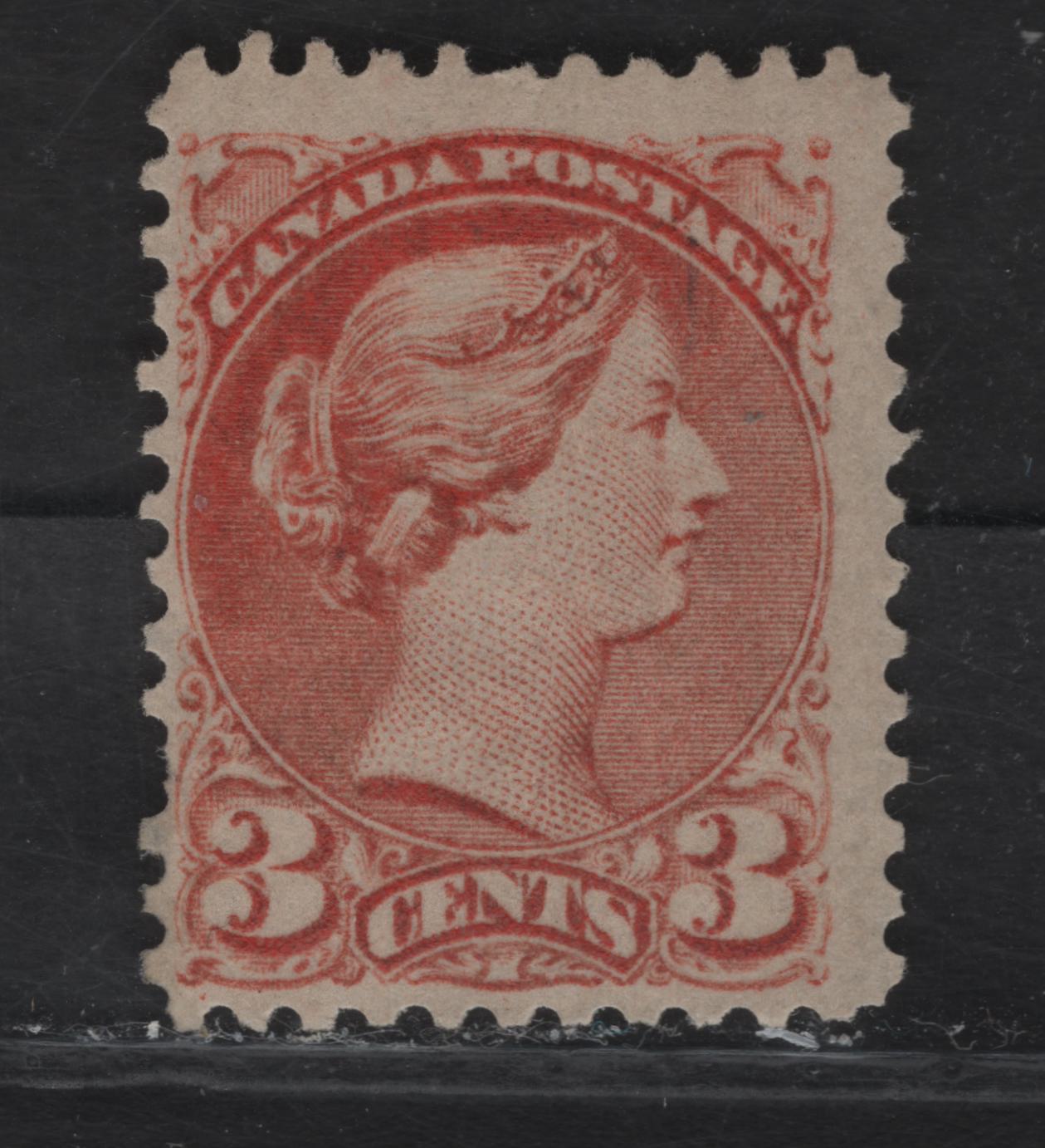 Lot 46 (C) Canada #37c 3c Dull Red Queen Victoria, 1870-1893 Small Queen Issue, A FOG Single, Early Montreal Printing, Paper MM-L, Perf 12.