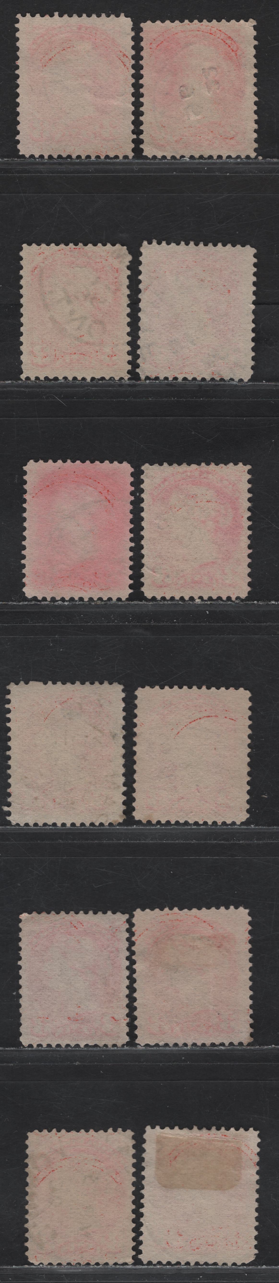 Lot 92 (C) Canada #41 3c Vermillion Queen Victoria, 1888-1897 Small Queen Issue, 12 Very Fine Used Singles, Different 1896 Dates, Various Papers, Shades & Perfs