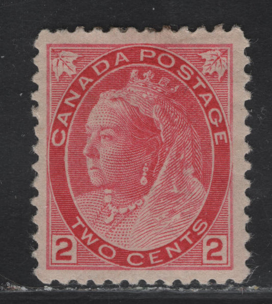 Lot 132 (C) Canada #77 2c Carmine Rose Queen Victoria, 1898-1902 Numeral Issue, A VFOG Single, Paper ABN-AA, Perf 12x11.8, Die 1.