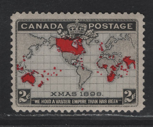 Lot 180A (C) Canada #85 2c Pale Lavender, Black & Aniline Red Mercator's Projection, 1898 Imperial Penny Postage Issue, A VFOG Single, Paper ABN-X, Perf 12x11.9