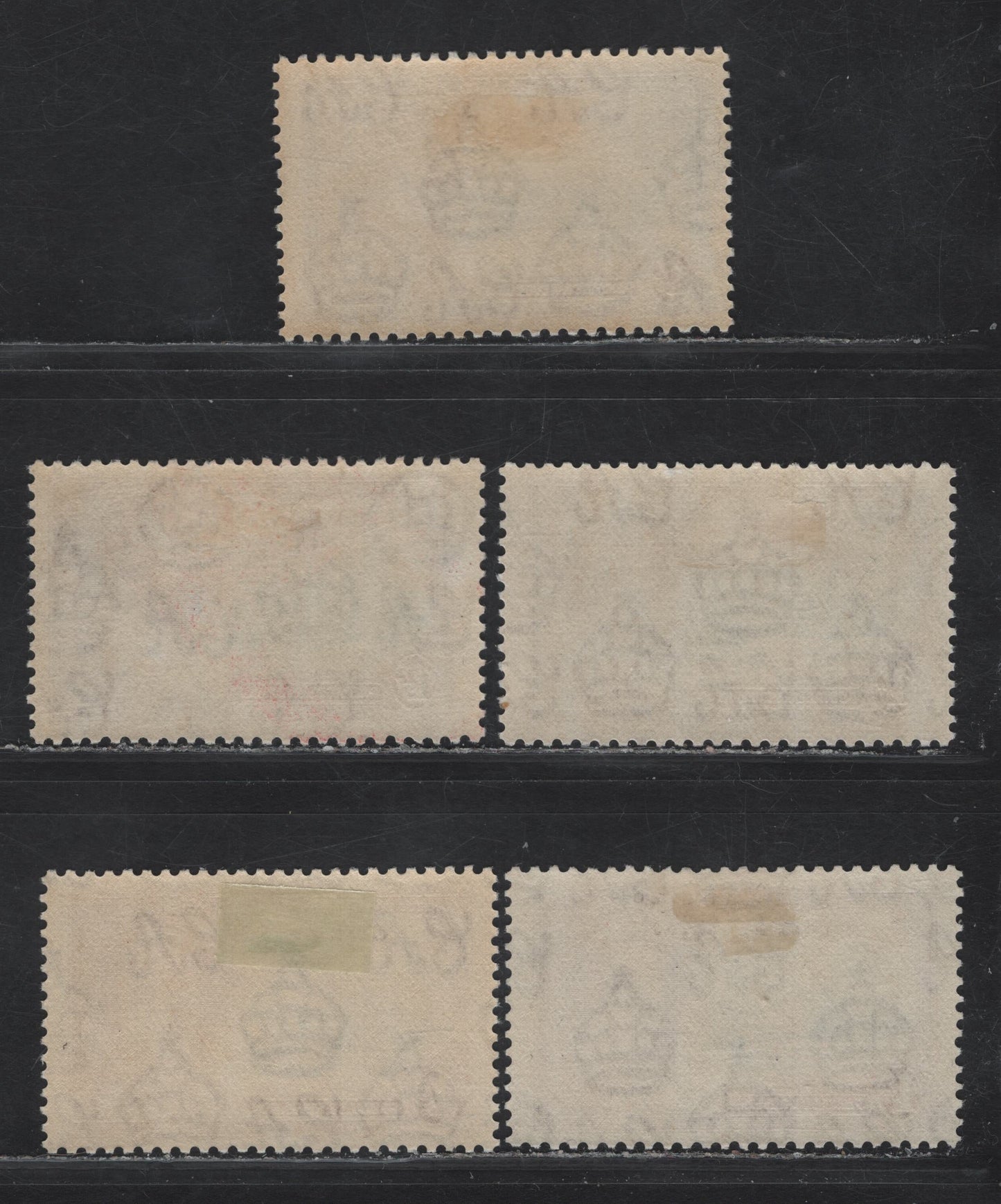 Gambia SG#146 1/- Slate & Purple/Light Purple KGV & Windsor Castle, 1935 Silver Jubilee Issue, 5 F/VFOG Singles, Shade Low Showing Subtle Variations In Frame & Vignette Plate Shades
