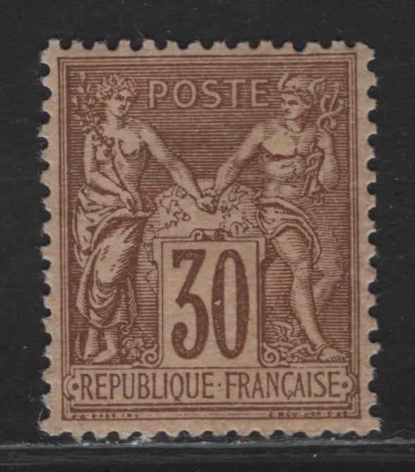 Lot 3 France SC#82a 30c Brown on Yellowish Peace & Commerce, 1876-1877 Peace & Commerce Issue, A VFOG Single, Very Well Centered For This Issue, Type II