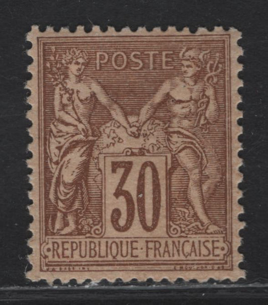 Lot 3 France SC#82a 30c Brown on Yellowish Peace & Commerce, 1876-1877 Peace & Commerce Issue, A VFOG Single, Very Well Centered For This Issue, Type II