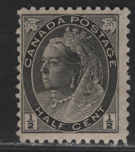 Lot 341 Canada #74 1/2c Black Queen Victoria, 1898-1902 Numeral Issue, A VFOG Single, Paper ABN-EE, Perf 11.9x12