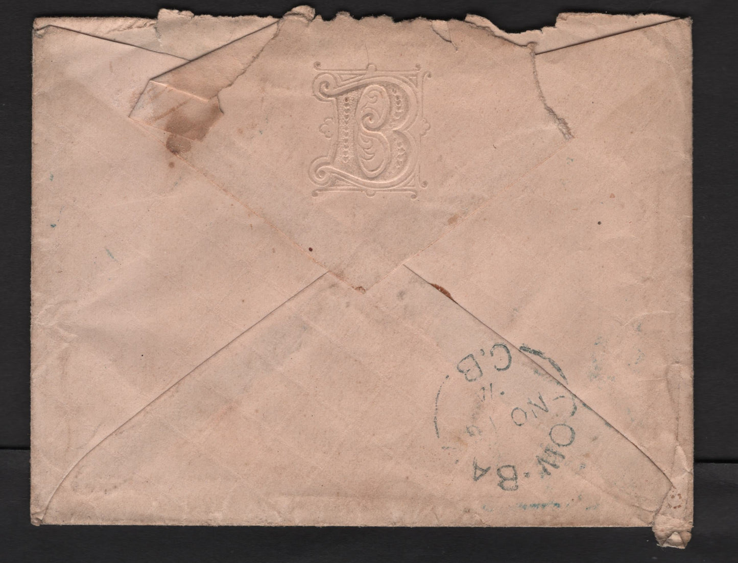 Lot 54 Canada #37iii 3c Dull Orange Red Queen Victoria, 1870-1893 Small Queen Issue, A Fine Used Cover, Mid Montreal Printing, Perf 11.75x12, From Sydney N.S On Nov. 16 1874 To Cow Bay, Cape Breton, Tied By Rare Blue Strike Of #10 2 Ring Numeral Cancel.
