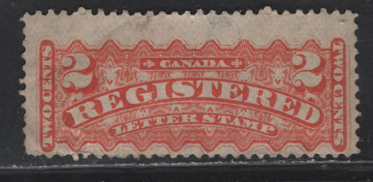 Lot 57 Canada #F1i 2c Dull Orange Red Registered, 1875-1896 Registered Issue, A Fair OG Single, Late Montreal Printing, Paper LM-O, Full Gum, But Several Wrinkles & Creases In The Lower Left Corner, And A Hinge Thin.