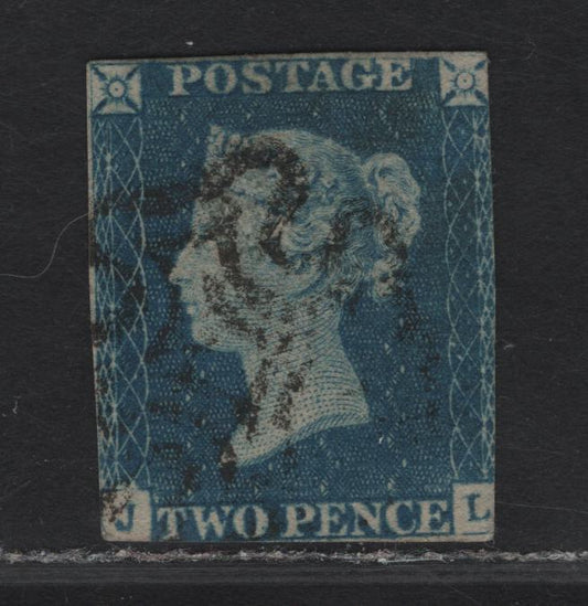 Lot 6 Great Britain SG#5 2d Blue Queen Victoria, 1840-1841 Line Engraved Queen Victoria Issue, A Good Used Single, 2013 Weiss Certificate, 1 Margin at Top, 1/2 Margin To Just Touching At Left & Bottom, Just In On Right Side.