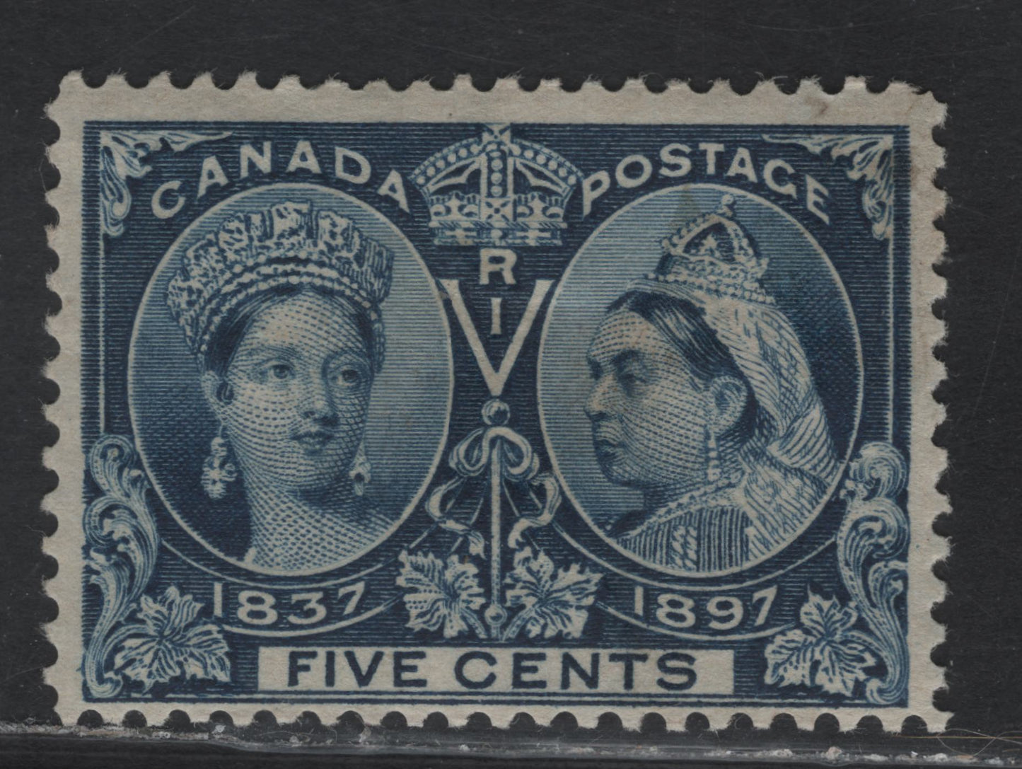 Lot 72 (C)  Canada #54 5c Dark Blue Queen Victoria, 1897 Diamond Jubilee Issue, A FOG Single, Paper ABN-U, Perf 11.95x12