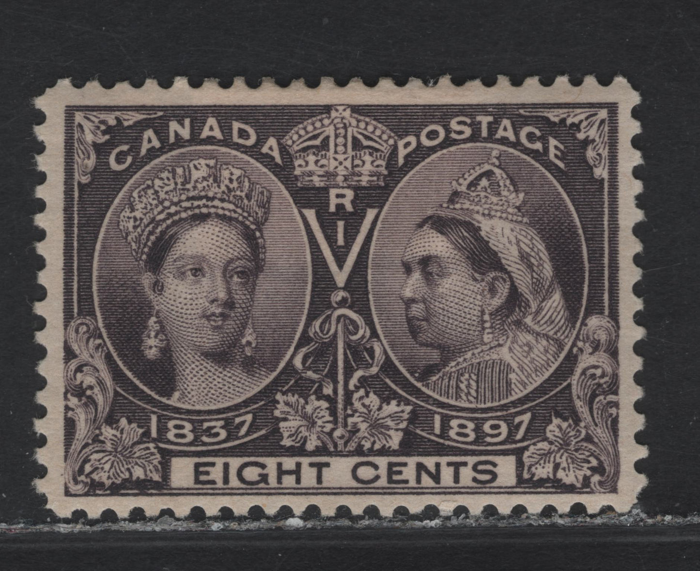 Lot 79 (C) Canada #56 8c Blackish Violet Queen Victoria, 1897 Diamond Jubilee Issue, A VFOG Single, Paper ABN-U, Perf 11.95x11.9