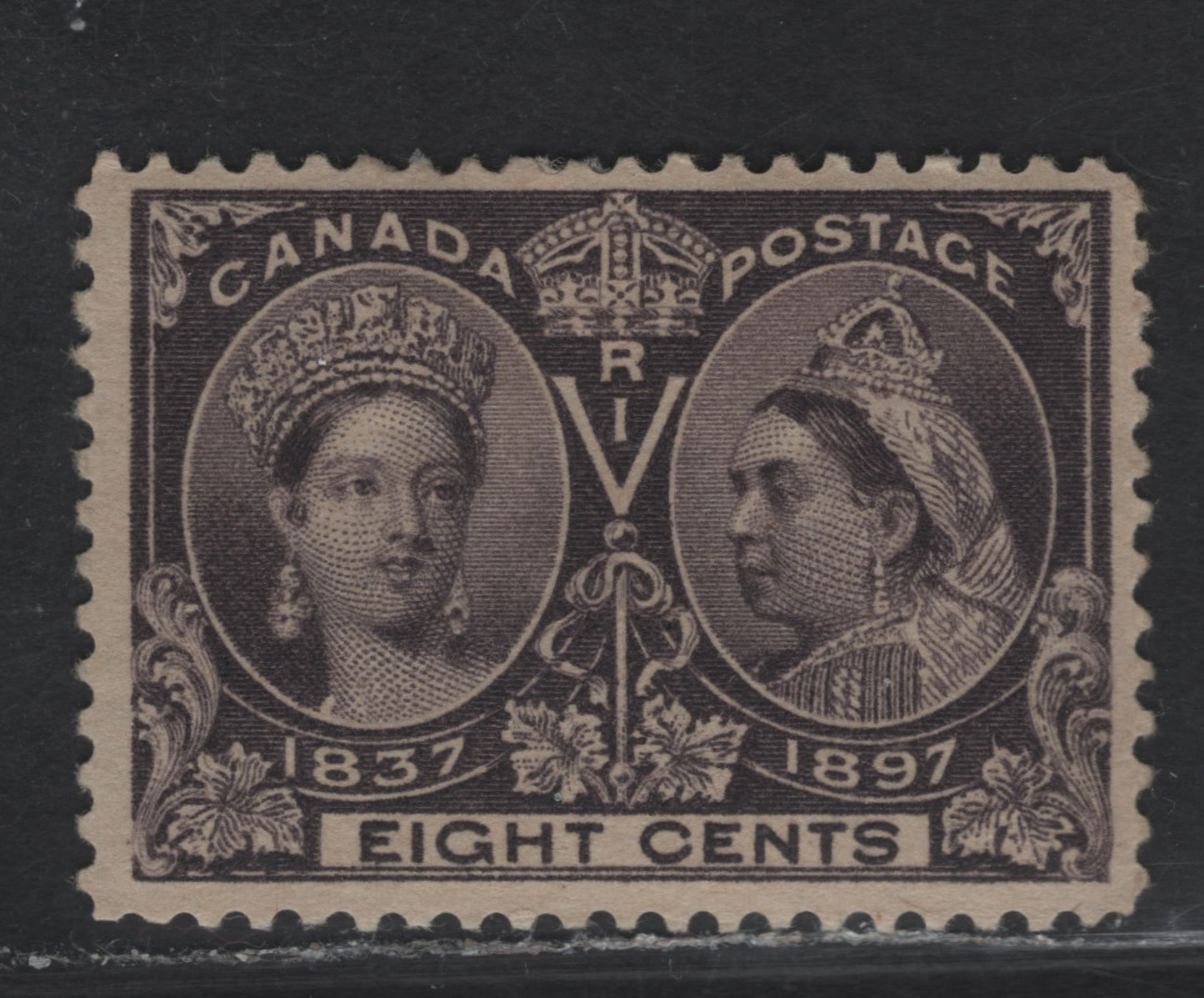 Lot 82 Canada #56 8c Deep Blackish Violet Queen Victoria, 1897 Diamond Jubilee Issue, A VFOG Single, Paper ABN-U, Perf 11.9