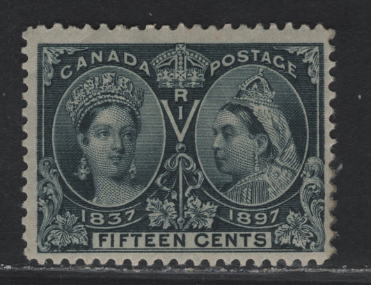 Lot 86 (C) Canada #58 15c Blackish Blue Queen Victoria, 1897 Diamond Jubilee Issue, A VGOG Single, Paper ABN-W, Perf 12, Light Diagonal Crease.