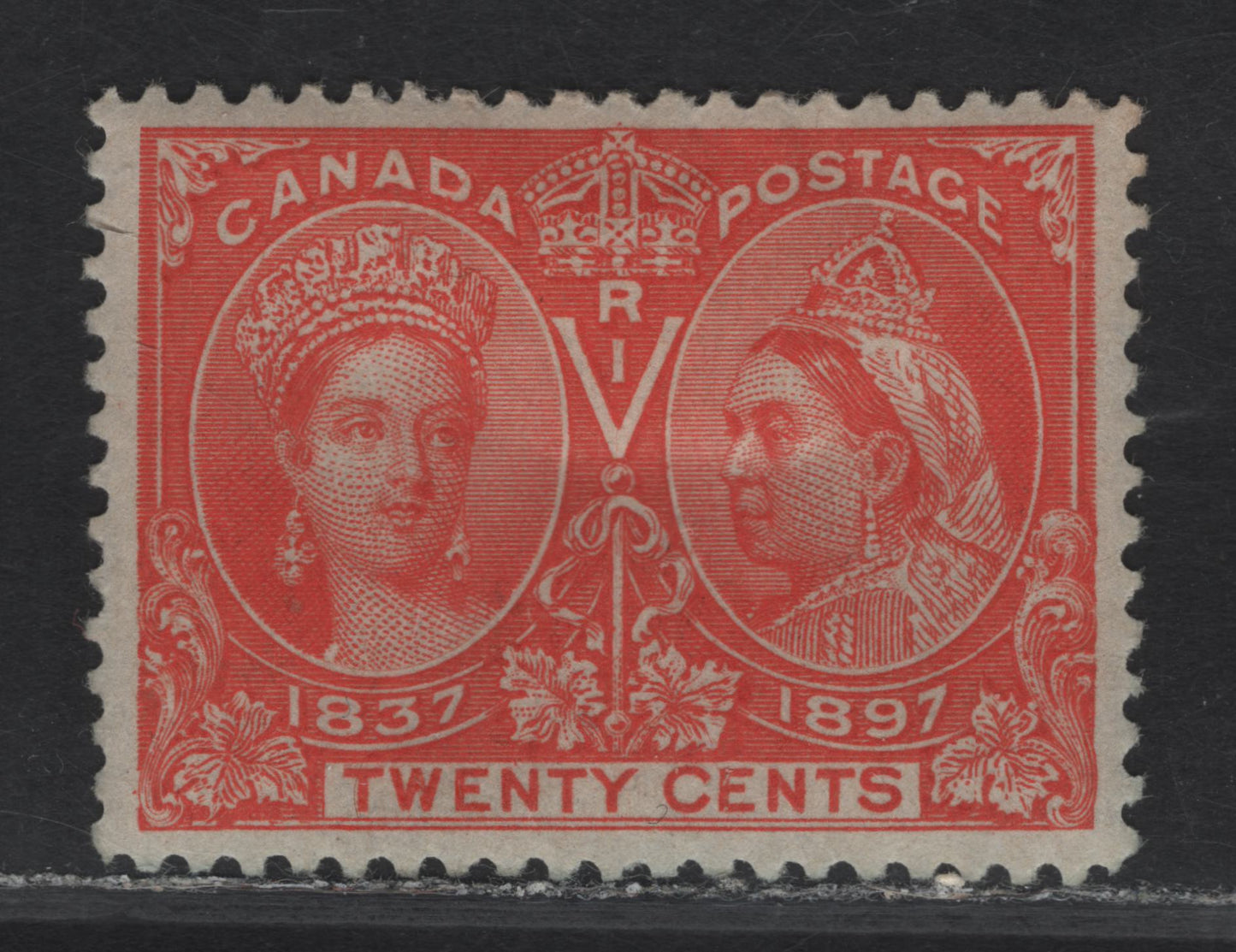 Lot 87 (C) Canada #59 20c Dull Vermillion Queen Victoria, 1897 Diamond Jubilee Issue, A VFOG Single, Paper ABN-W, Perf 12x11.9