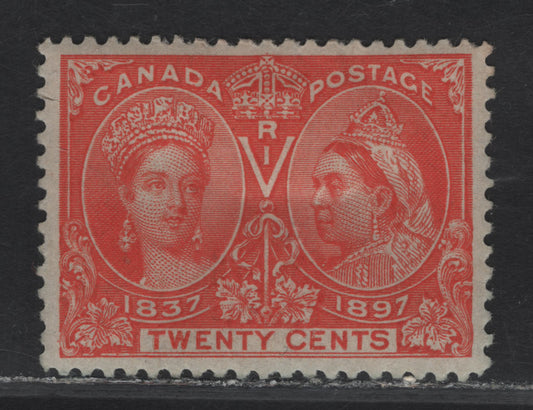 Lot 87 (C) Canada #59 20c Dull Vermillion Queen Victoria, 1897 Diamond Jubilee Issue, A VFOG Single, Paper ABN-W, Perf 12x11.9
