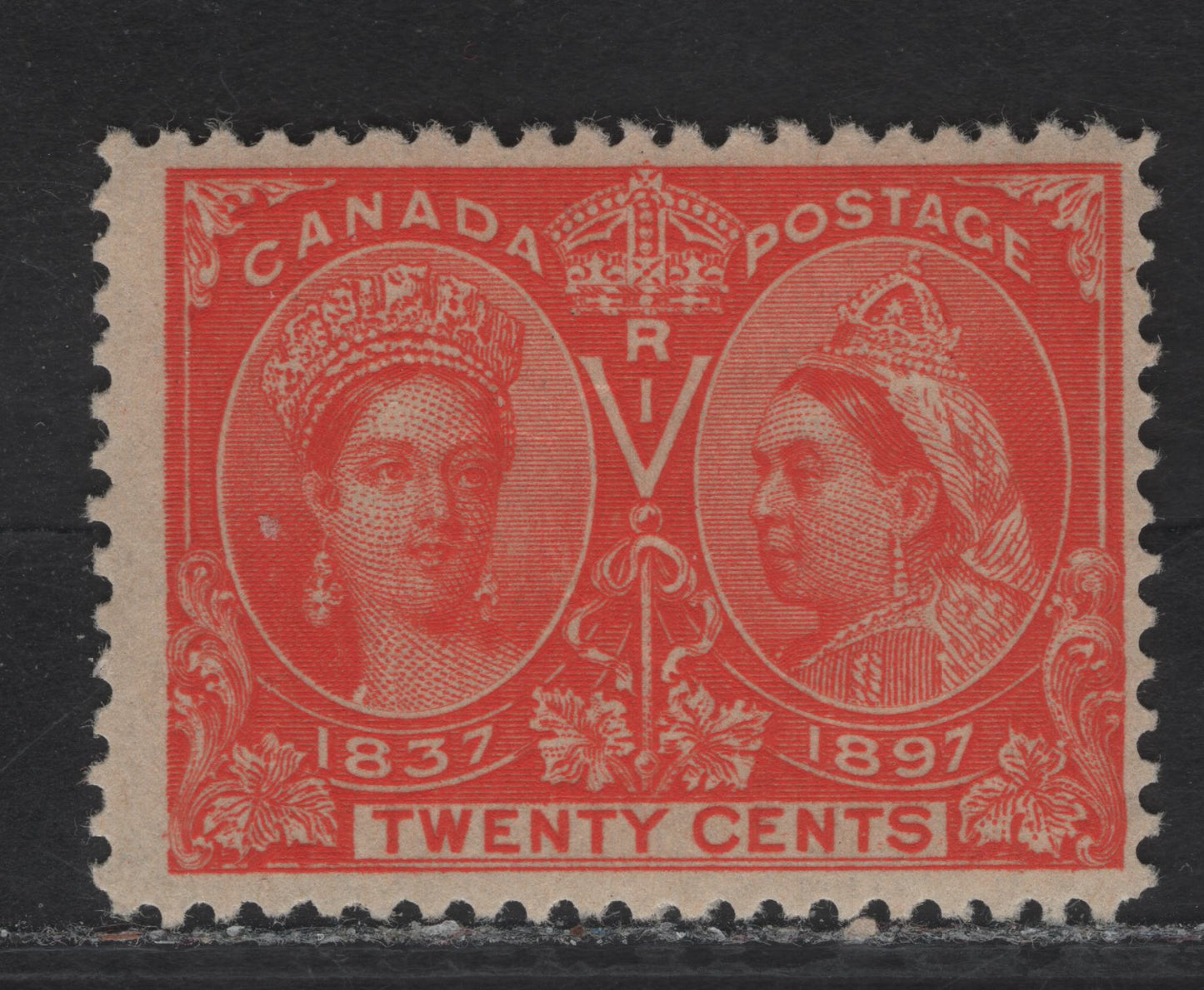 Lot 89 (C) Canada #59 20c Vermillion Queen Victoria, 1897 Diamond Jubilee Issue, A FNH Single, Paper ABN-W, Perf 11.9