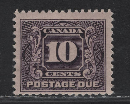 Lot 102 Canada #J5 10c Deep Prose Lilac Numeral, 1906-1928 First Postage Dues, A FOG Single, Paper ABN-KKK, Perf 12