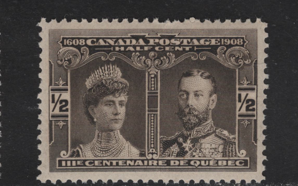 Lot 117 (C) Canada #96 1/2c Black Brown Prince & Princess of Wales, 1908 Quebec Tercentenary Issue, A VFNH Single, Paper ABN-B, Perf 12x12.1