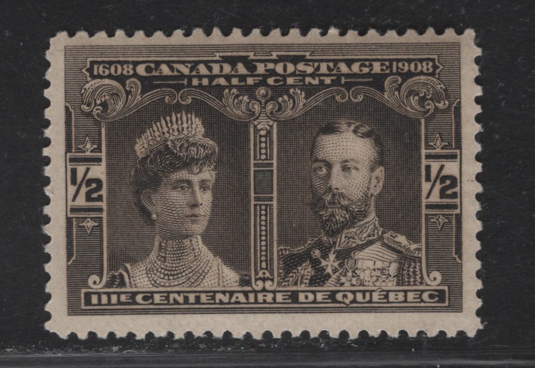 Canada #96 1/2c Deep Black Brown Prince & Princess of Wales, 1908 Quebec Tercentenary Issue, A VFNH Single, Paper ABN-B, Perf 12