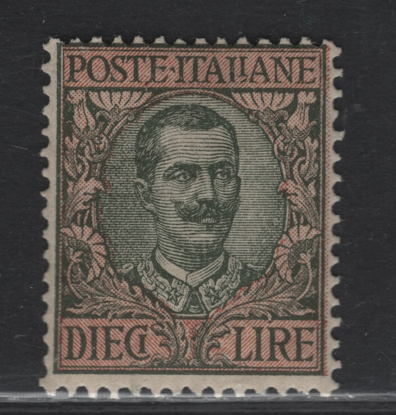 Lot 13 Iceland SC#114 10l Gray Green & Red Victor Emmanuel III, 1910 Victor Emmanuel III Issue, A FOG Single