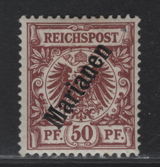 Lot 14 Mariana Islands SC#16 50pf Red Brown Numeral, 1900 Overprinted Issue, A VFOG Single, 46 Degree Angle For Overprint, Signed Serif
