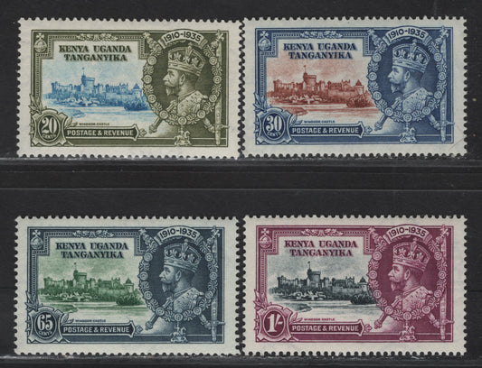 Lot 155 K.U.T SG#124-127 20c - 1/- Light Blue & Olive Green - Slate & Purple KGV & Windsor Castle, 1935 Silver Jubilee Issue, 4 VFNH Singles