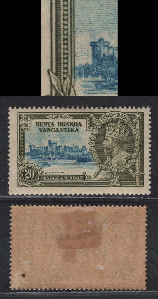 Lot 158 (C) K.U.T SG#124var 20c Light Blue & Olive Green KGV & Windsor Castle, 1935 Silver Jubilee Issue, A FOG Single, Diagonal Line Above Home Park Wood