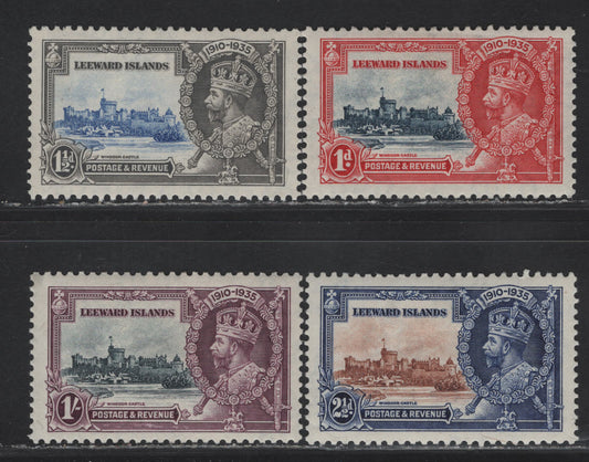 Lot 168 Leeward Islands SG#88-91 1d - 1/- Deep Blue & Scarlet - Slate & Purple KGV & Windsor Castle, 1935 Silver Jubilee Issue, 4 VFOG Singles, Basic Hinged Set