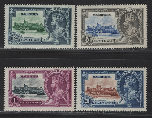 Lot 197 Mauritius SG#245-248 5c - 1r Ultramarine & Gray - Slate & Bright Purple KGV & Windsor Castle, 1935 Silver Jubilee Issue, 4 VFNH Singles