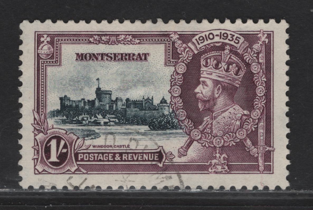 Lot 210 Montserrat SG#97 1/- Slate & Purple KGV & Windsor Castle, 1935 Silver Jubilee Issue, A Very Fine Used Single