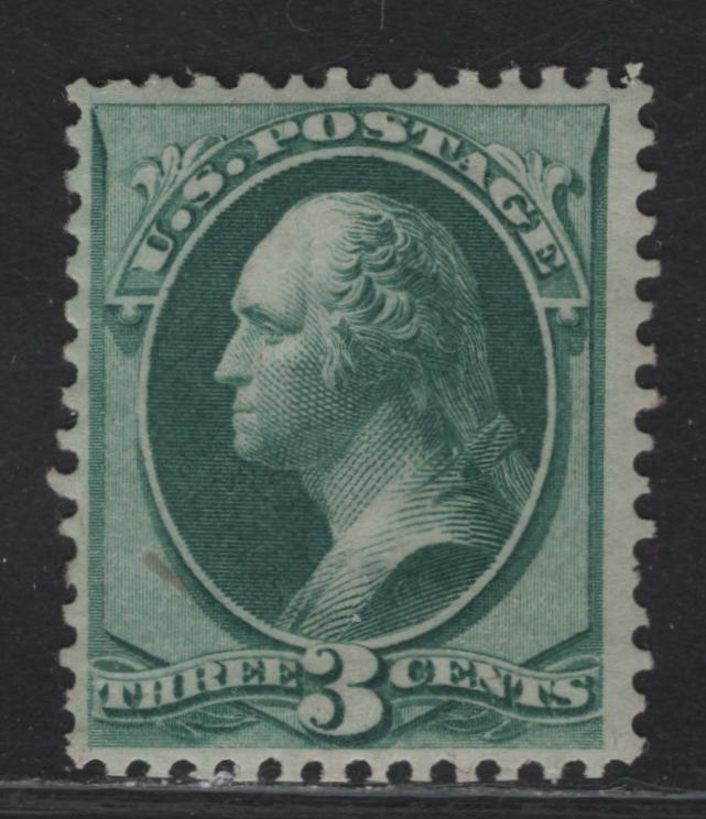 Lot 24 United States SC#158 3c Green Washington, 1873 Continental Bank Note Company Issue, A FOG Single, Large Part OG