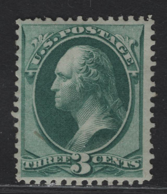 Lot 24 United States SC#158 3c Green Washington, 1873 Continental Bank Note Company Issue, A FOG Single, Large Part OG