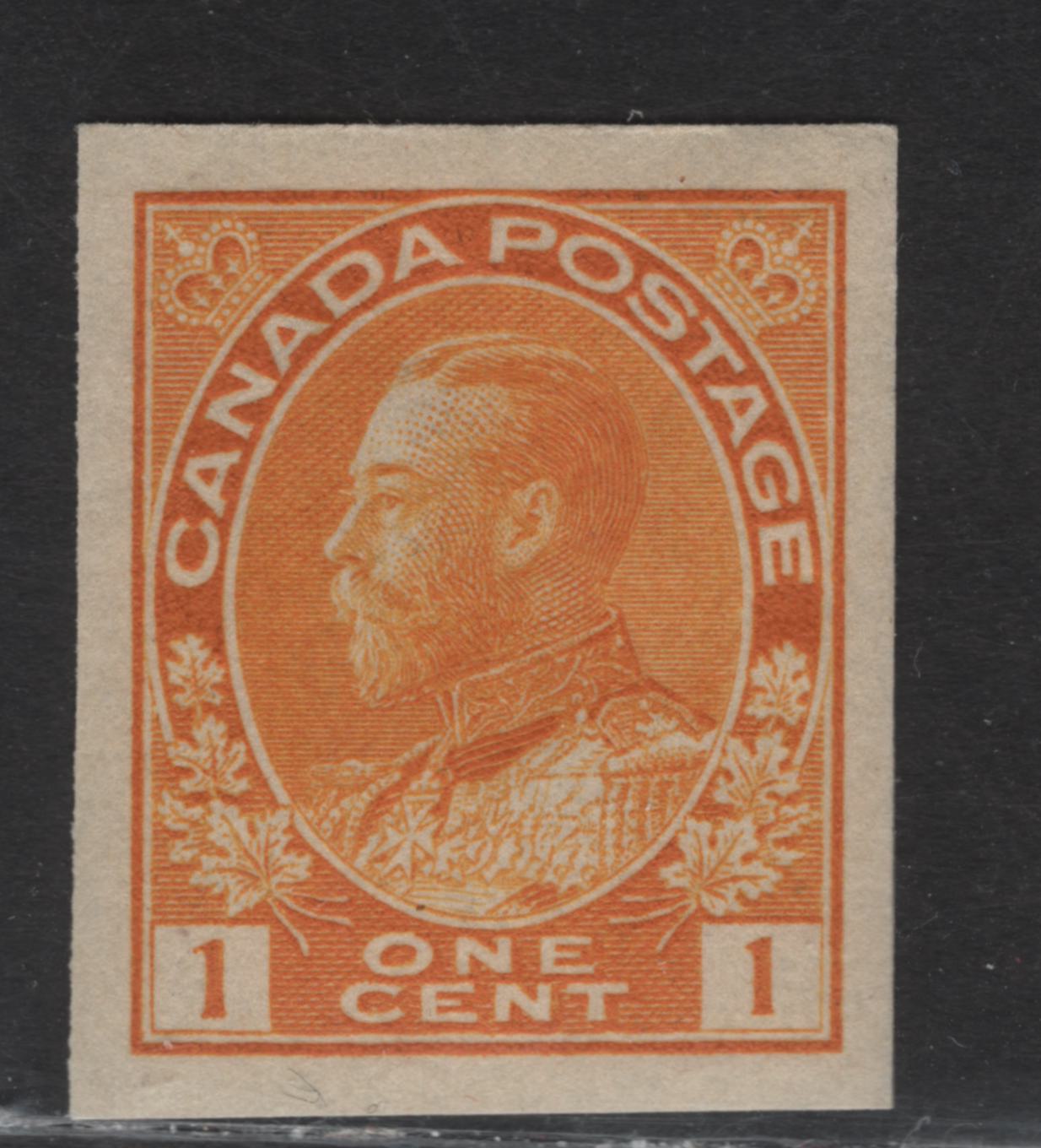 Lot 246 (C) Canada #136 1c Bright Orange Yellow King George V, 1924 Admiral Imperfoate Issue, A VFOG Single, Paper ABN-E, Wet Printing, Retouched Frameline.